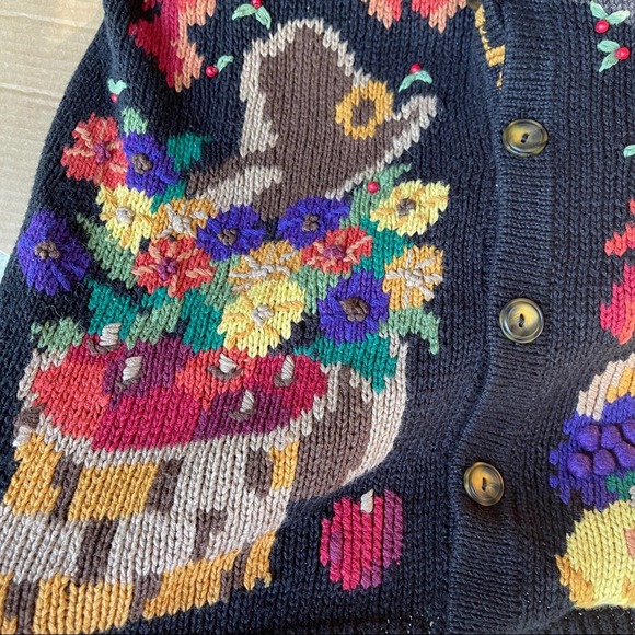 Design Options Thanksgiving Cardigan Black Turkey October Fall Colors Size Large - Picture 7 of 13
